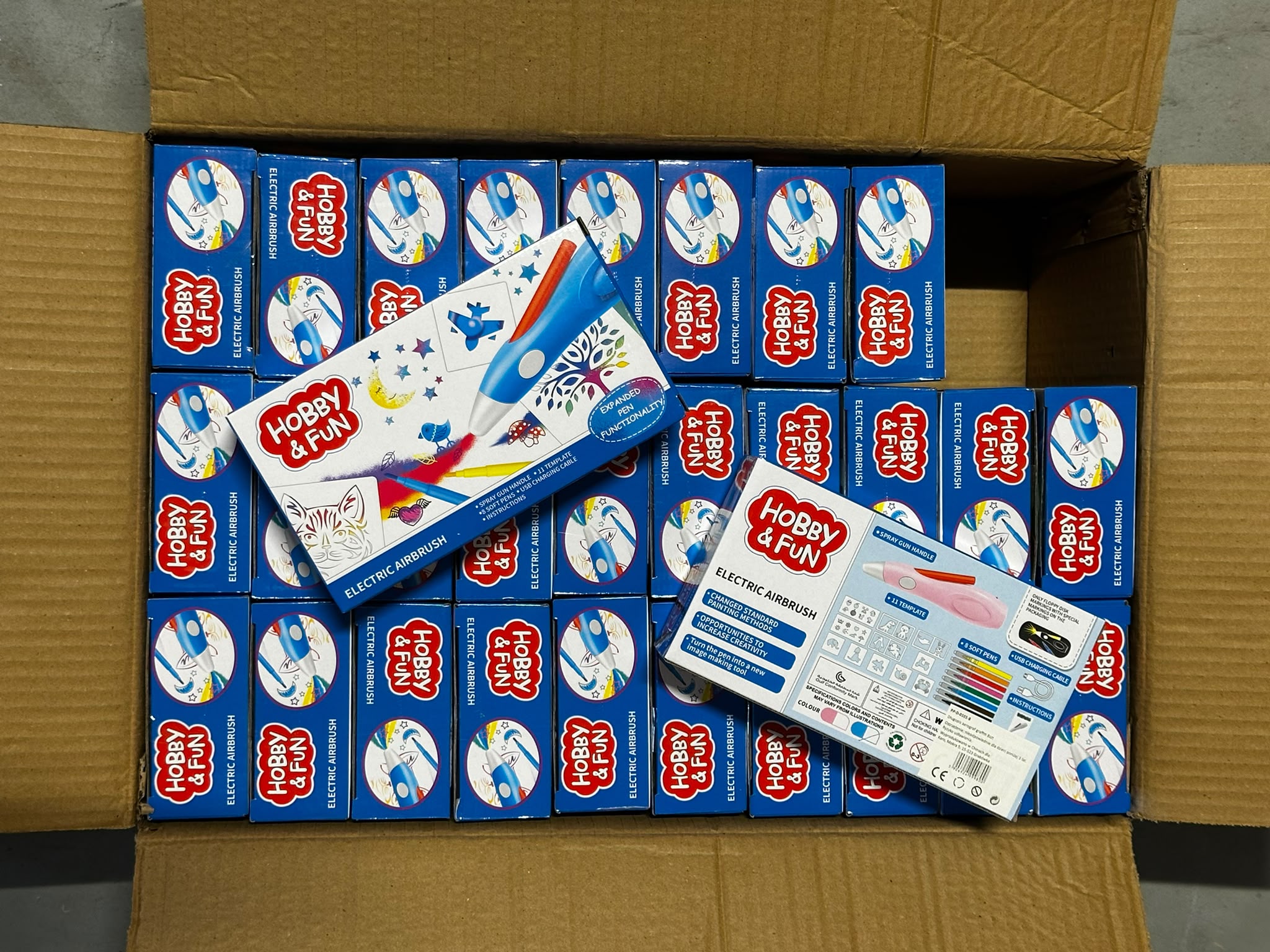BOX ELEKTRYCZNY AEROGRAF DLA DZIECI – HOBBY & FUN – 60 SZTUK – KLASA A KOLOR NIEBIESKI